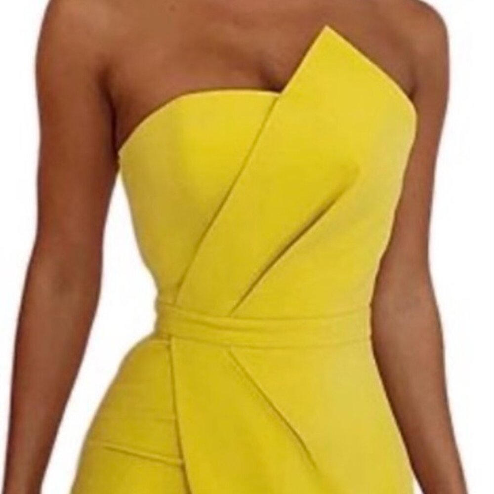 House of CB UMA Yellow Fold Front Midi Dress Worn Once Size